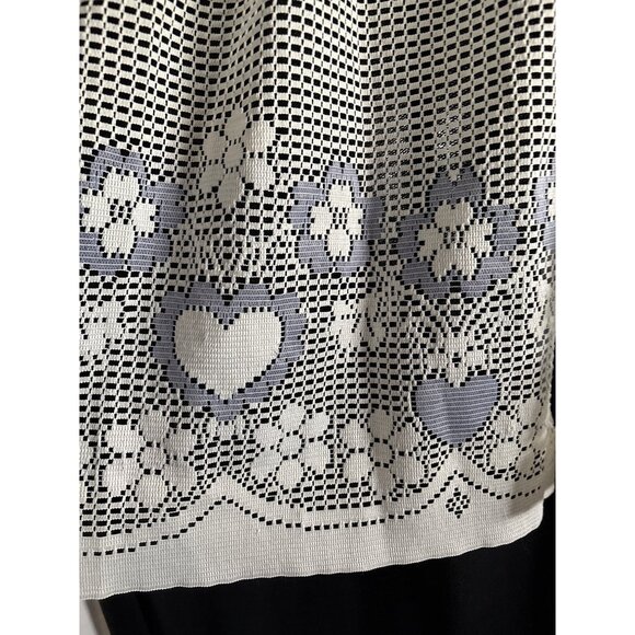 Lace Kitchen Cream & Blue Curtain Valance 27"W X 25"L Hearts Flowers Design - Picture 7 of 7